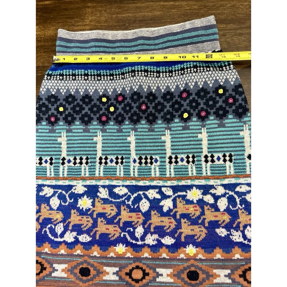Anthropologie HWR Women Wool Alpaca Stretch Skirt Fair Isle Aztec Print Sz S - Picture 4 of 6